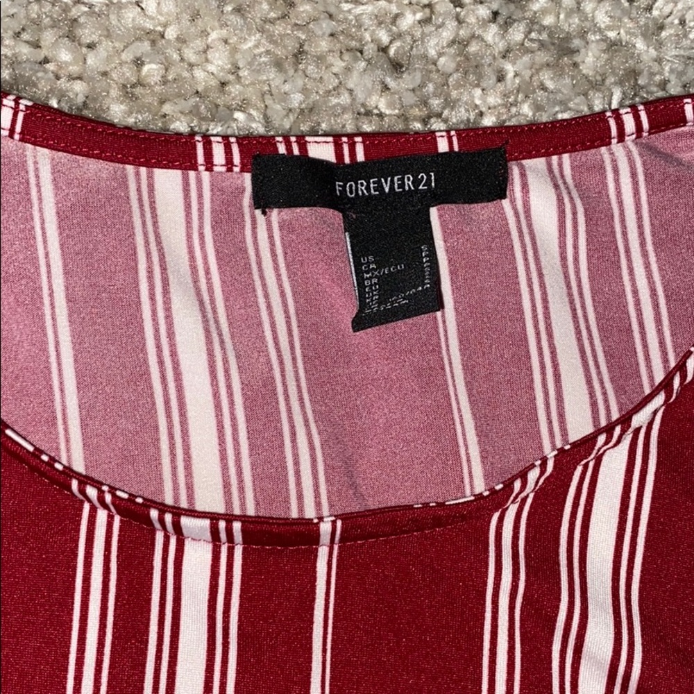 Maroon And White Forever21 Blouse